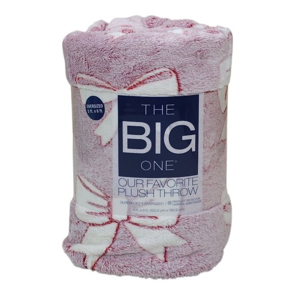 The Big One Plush Throw Blanket Faux Fur Oversized Supersoft Bow Pattern 5'x6' - Picture 10 of 10